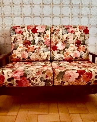 Divano vintage 2 posti in legno massello