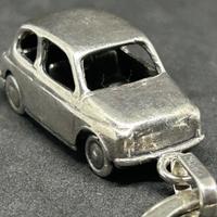 Portachiavi in argento 925 auto Fiat 500 Vintage