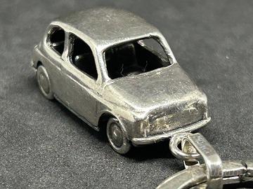 Portachiavi in argento 925 auto Fiat 500 Vintage