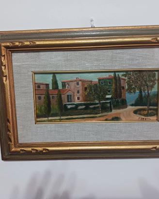 Quadro a Olio 'Case al mare'  di Manetti