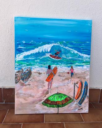 Dipinto su tela - "Giornata al mare"