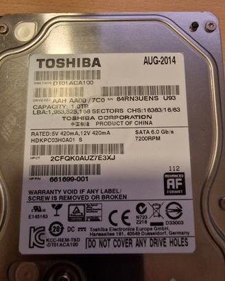 N. 2 Hard Disk HD Toshiba 1.0 TB SATA
