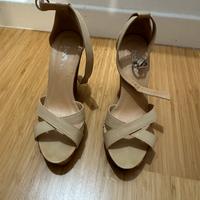 Sandali beige n. 36 con zeppa colorata 11 cm