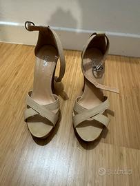 Sandali beige n. 36 con zeppa colorata 11 cm