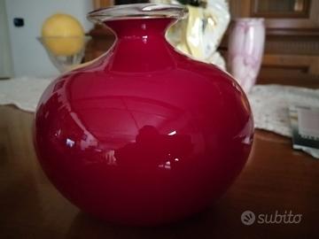 Vaso murano di venini in opaline rosso