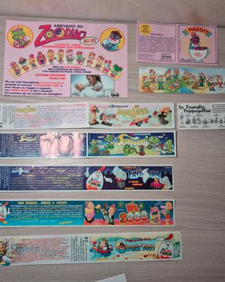 cartine di varie sorprese kinder, milka, bauli '90