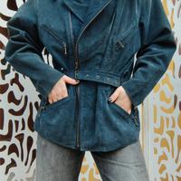 Giacca Scamosciato Blu Vintage