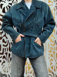 Giacca Scamosciato Blu Vintage