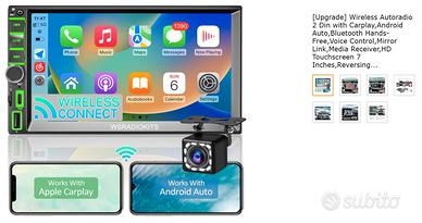 Wireless Autoradio 2 Din con Carplay HD Touch 7"