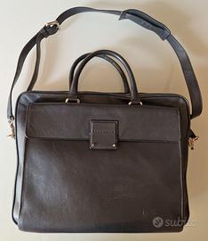 Borsa a mano in pelle blu e busta PC di Coccinelle