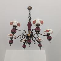 Lampadario rosso vintage 