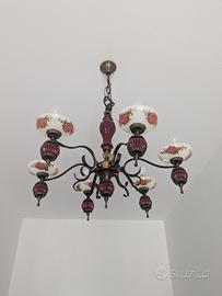 Lampadario rosso vintage 