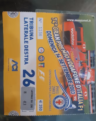 Biglietto GP Formula 1 Monza 2003