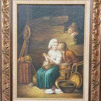 Quadro Dipinto Olio Tela Cornice Artigianale Legno