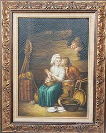 Quadro Dipinto Olio Tela Cornice Artigianale Legno