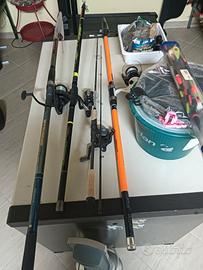 canne da pesca più attrezzature 