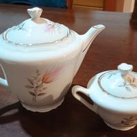 Teiera e zuccheriera porcellana Durken bianca 