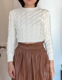 Maglione corto Made in Italy – panna/avorio