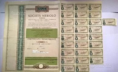 Scripofilia Azioni Società Nebiolo Spa Torino