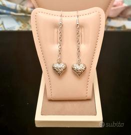 Orecchini argento "Cuori" decorati indiani
