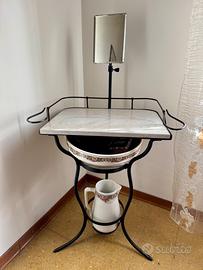 Lavabo da camera in ferro, marmo e ceramica