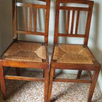 sedia vintage legno noce seduta impagliata