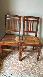 sedia vintage legno noce seduta impagliata