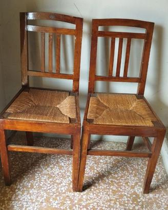 sedia vintage legno noce seduta impagliata