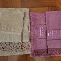 2 COPPIE ASCIUGAMANI  CON PIZZO NUOVI