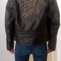 Giubbotto chiodo donna testa d'indiano vera pelle