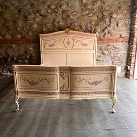 Antico letto decorato Avorio primi 900