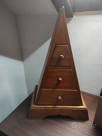 cassettiera vintage legno piramide