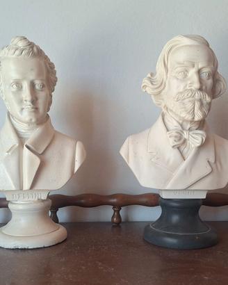 STATUETTE BUSTI  IN SIMIL-MARMO DI BELLINI E VERDI