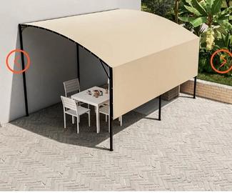 gazebo in acciaio con telo ecrú