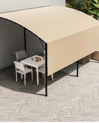 gazebo in acciaio con telo ecrú