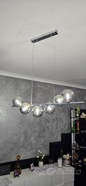 Lampadario a sospensione con sfere in vetro fumè 