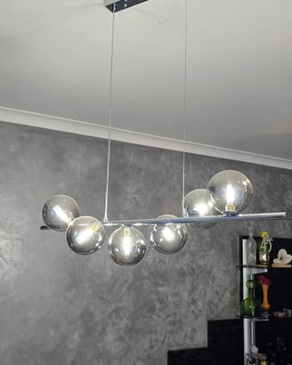 Lampadario a sospensione con sfere in vetro fumè 