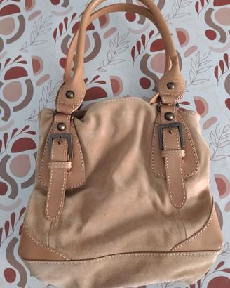 Borsa in pelle scamosciata con 3 scomparti
