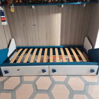 Letto singolo con rete e cassetti contenitori