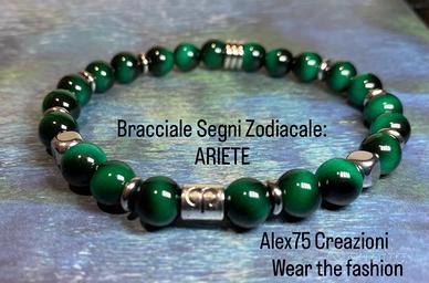 Bracciale segni zodiacale: Ariete pietra e acciaio