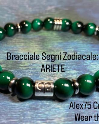 Bracciale segni zodiacale: Ariete pietra e acciaio