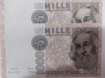 Coppia banconote 1000 lire Marco Polo