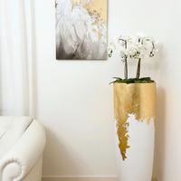 Vaso grande arredo per interni bianco e foglia oro
