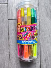 Glitter tube: 25 tubetti nuovi multicolor con coll