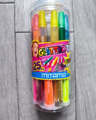 Glitter tube: 25 tubetti nuovi multicolor con coll