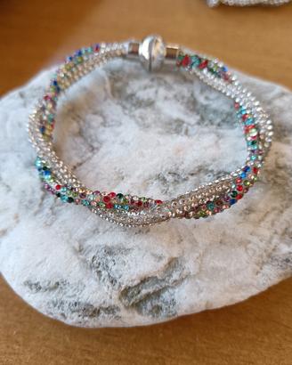 Bracciale in cordino strass intrecciato 