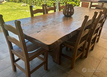 Tavolo in legno + n. 8 sedie in legno per esterno