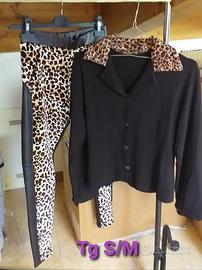 Completo Maglia + Leggins ecopelle Nero/leopardato