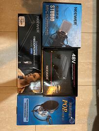 Kit Microfono Neewer completo – Phantom 48V, Asta