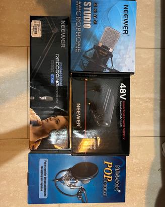 Kit Microfono Neewer completo – Phantom 48V, Asta